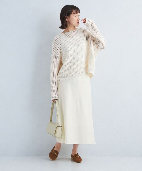green label relaxingサテンナロースカートMオフホワイト green label relaxing（グリーンレーベルリラクシング）の