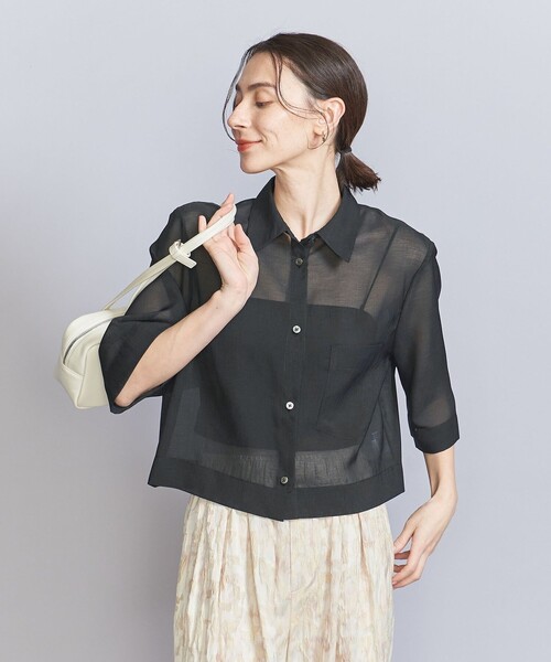 ブラウス シャツ ポリエステル オーガンジー シャツ -ウォッシャブル- レディース