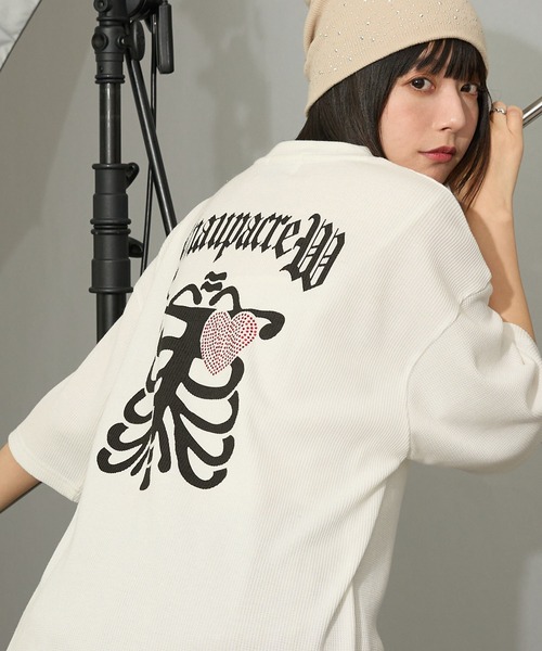 Snap club tシャツ 半袖 「Snap club」グラフィックラインストーン