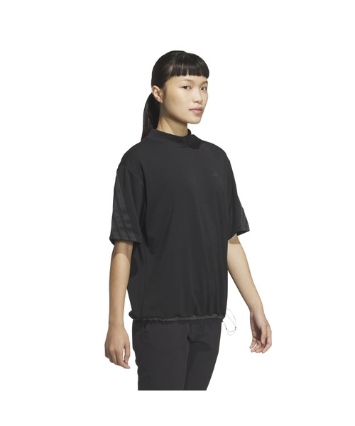 ブラウス シャツ アディダス adidas スリーストライプス ボックスシルエット モックネック 半袖シャツ レディース adidas ブラウス シャツ アディダス スリーストライプス