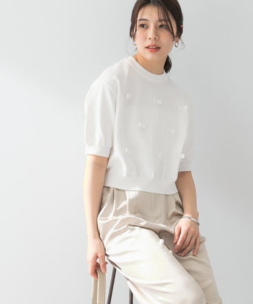 ニット セーター F by ROSSO　リボンモチーフニット レディース F by ROSSO ニット セーター ROSSO リボンモチーフニット