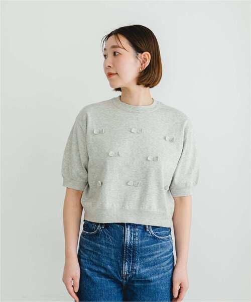 Fifi&Romeo カシミアセーター　カップケーキ柄　Sサイズ 8G ジャガードニット 半袖ヴィンテージクロップドセーター