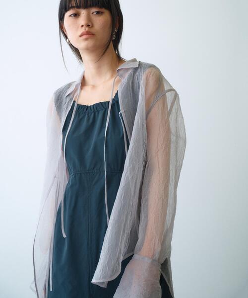ブラウス シャツ sheer washer ribbon blouse レディース