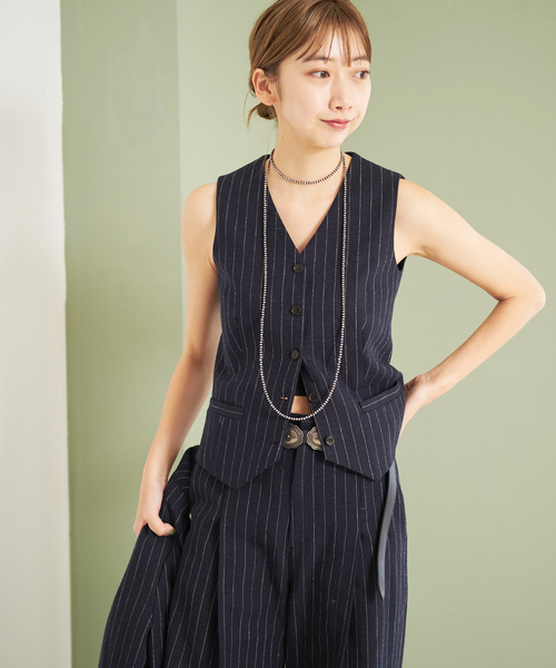 「Plage」 ノースリーブシャツ 38 ネイビー レディース