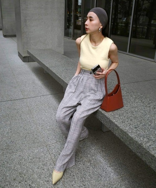 Ameri（アメリ） タンクトップ ノースリーブ 25SS USEFUL CUP KNIT
