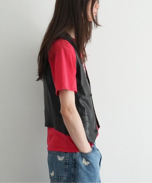 ベスト ジレ LUUDAN TAILORED LEATHER WAISTCOAT メンズの画像