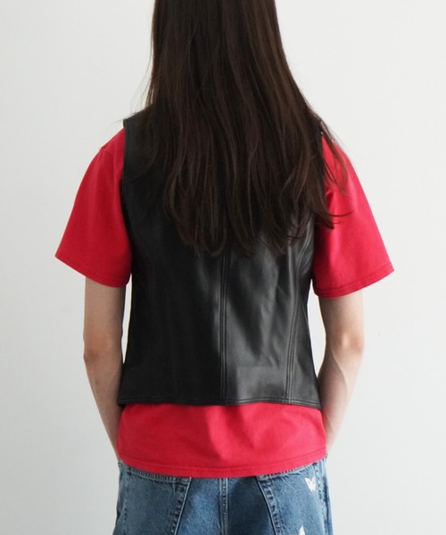 ベスト ジレ LUUDAN TAILORED LEATHER WAISTCOAT メンズの画像