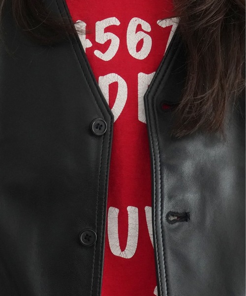 ベスト ジレ LUUDAN TAILORED LEATHER WAISTCOAT メンズの画像