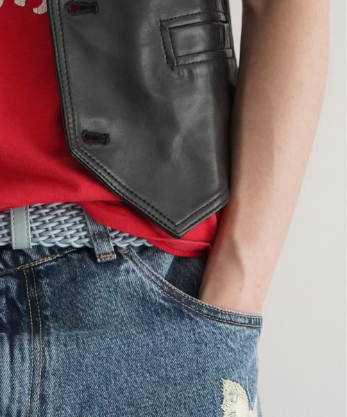 ベスト ジレ LUUDAN TAILORED LEATHER WAISTCOAT メンズの画像