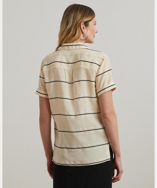 ブラウス シャツ ストライプド ショートスリーブ キャンプ シャツ レディース LAUREN RALPH ブラウス シャツ ストライプド ショートスリーブ
