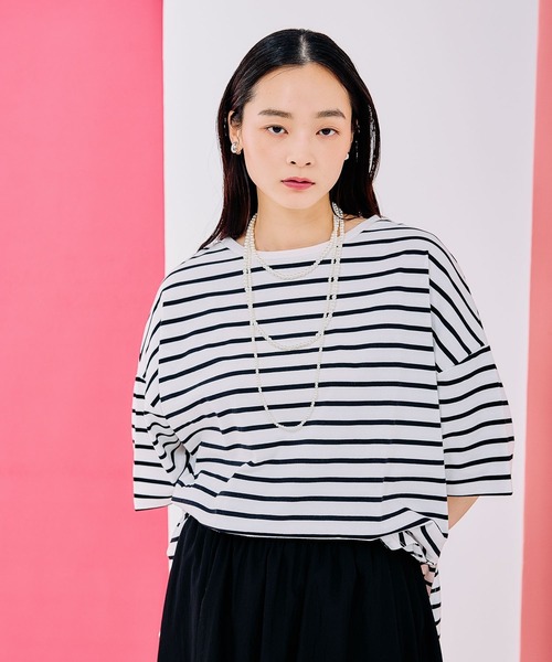 未使用タグ付き☆リリアンビューティ　シーアイランドコットン　チュニック　L LEPSIM（レプシィム） tシャツ 半袖 バックタックチュニック 290291