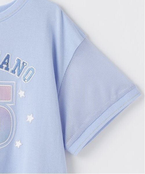 mezzo piano tシャツ ナンバリング 袖メッシュ半袖Tシャツ