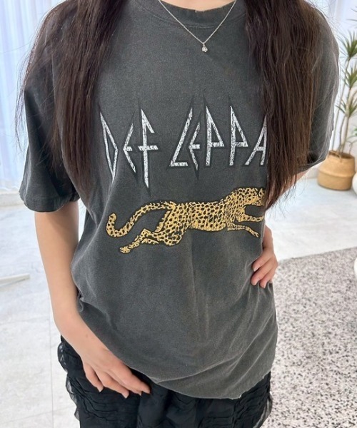 tシャツ ipugo/イプゴ ピグメントレオパード ロゴトップス レディース