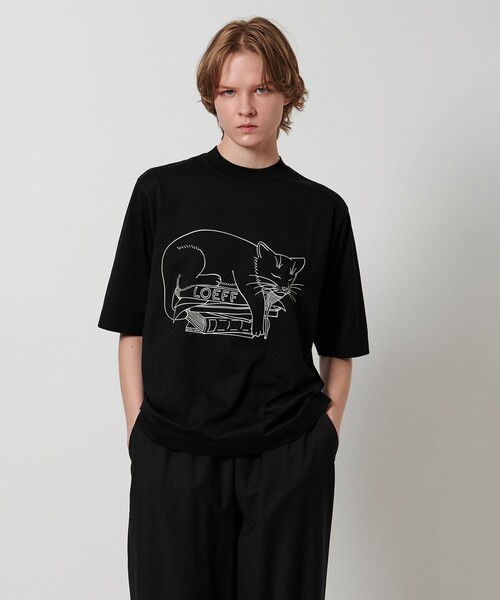 LOEFF コットンクレセントスリーブTシャツ　ブラック LOEFF tシャツ 「LOEFF」コットン クレセントスリーブ Tシャツ
