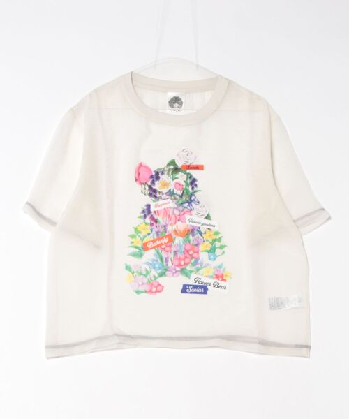tシャツ 152662：クマシルエット花柄シアープルオーバー レディース