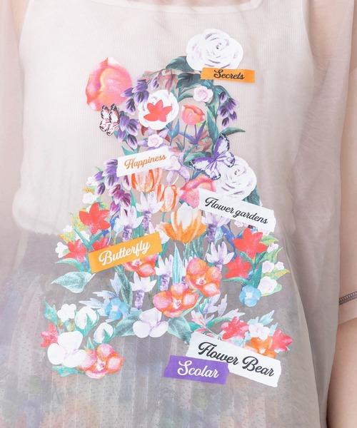 ScoLar 152662：クマシルエット花柄シアープルオーバー 152662：クマシルエット花柄シアープルオーバーの通販-ScoLar