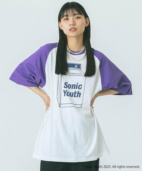 SONIC YOUTH Tシャツ ガールズM ROSE BUD（ローズバッド） tシャツ (CREOLME)SONIC YOUTH RAGLAN TEE
