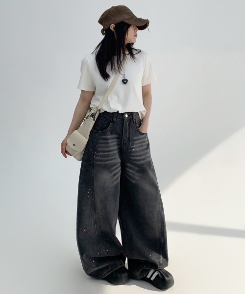 デニム　レディース　MUSSE mushwear ジーンズ インクジェットウォッシュカーブデニム