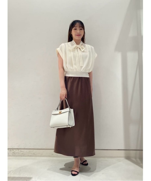 allureville ブラウス シャツ ボウタイタックフレンチスリーブ