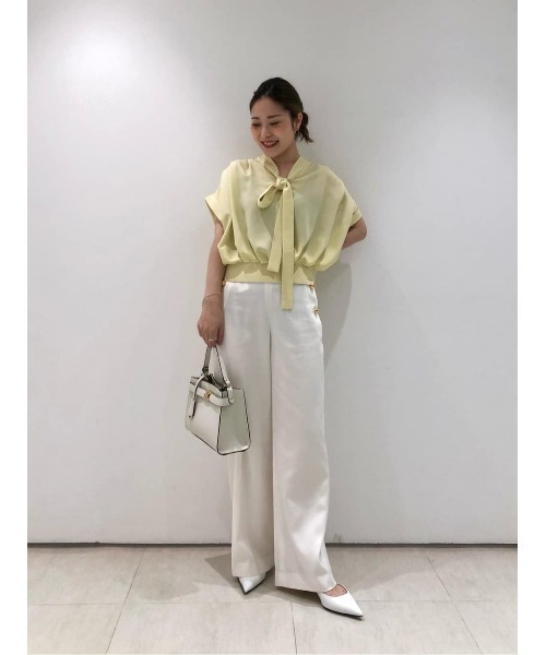allureville ブラウス シャツ ボウタイタックフレンチスリーブ