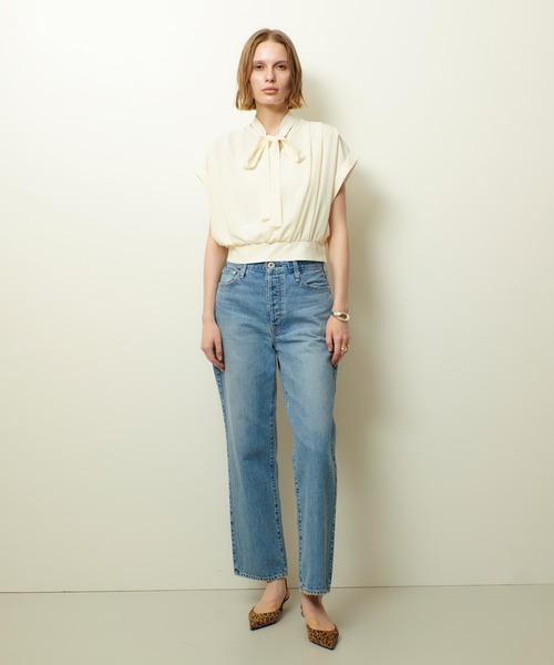allureville ブラウス シャツ ボウタイタックフレンチスリーブ