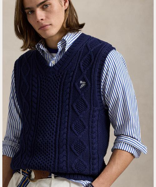 Polo by Ralph Lauren ニットベスト ロゴ刺繍 ホワイト Polo by Ralph Lauren ニットベスト ロゴ刺繍 ホワイト