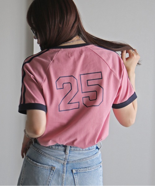 tシャツ サイドラインリンガーネックTシャツ レディース