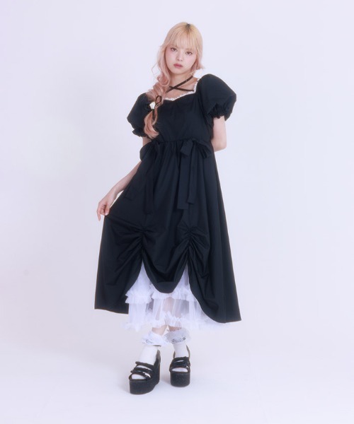ひ*り様 最終値下　新品未使用タグ付　フィクルべべ　パフスリーブドールトップス Fickle Bebe（フィクルベベ） ワンピース パフスリーブリボンサマー