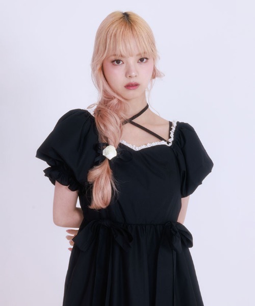 ひ*り様 最終値下　新品未使用タグ付　フィクルべべ　パフスリーブドールトップス Fickle Bebe（フィクルベベ） ワンピース パフスリーブリボンサマー