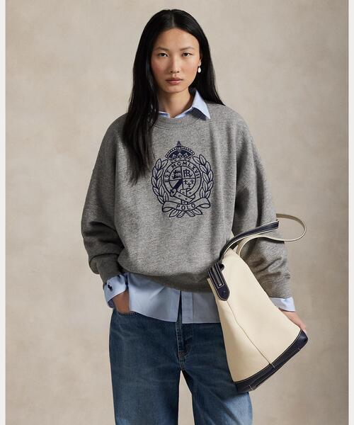 新品未使用　POLO RALPH LAUREN ダークグレー Tシャツ POLO RALPH LAUREN tシャツ エンブロイダリークレスト フリース