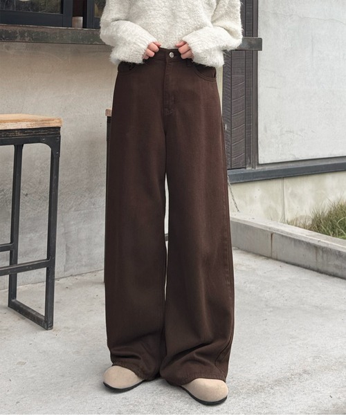 LE MORE ワイドパンツ ジーンズ デニム デニムパンツ ルーズカラー