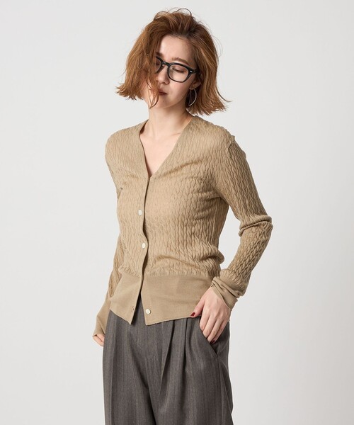 conte ケーブル Vネック カーディガン conte カーディガン 「conte」ケーブル Vネック カーディガン