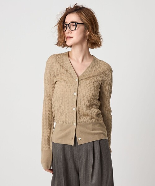 conte カーディガン 「conte」ケーブル Vネック カーディガン