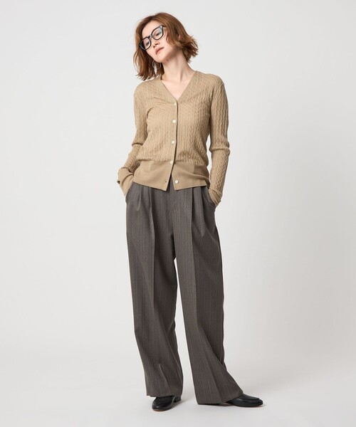 conte カーディガン 「conte」ケーブル Vネック カーディガン