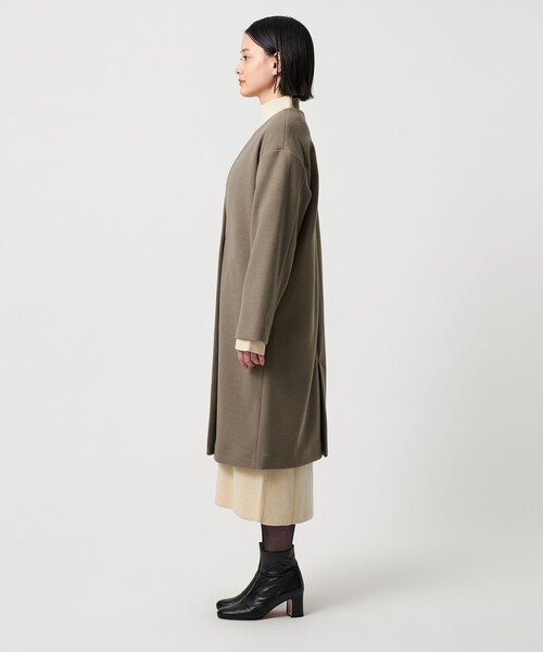 G6884*anatelier アナトリエ☆Aライン☆ファー☆コート☆カーキ A DAY IN THE LIFE コート アウター ニットメルトン キーネックコート