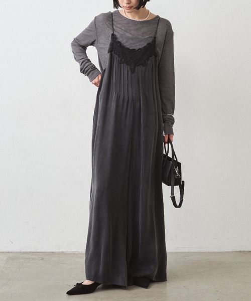 Loungedress（ラウンジドレス） オールインワン レースサテンキャミ