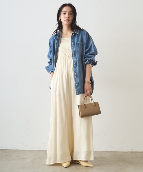 Loungedress（ラウンジドレス） オールインワン レースサテンキャミ