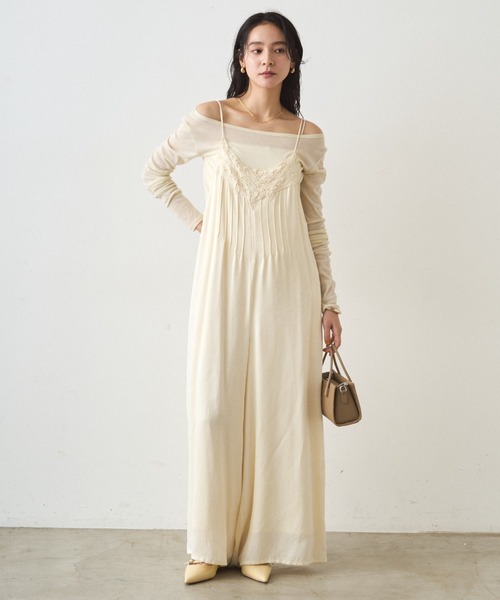 Loungedress（ラウンジドレス） オールインワン レースサテンキャミ