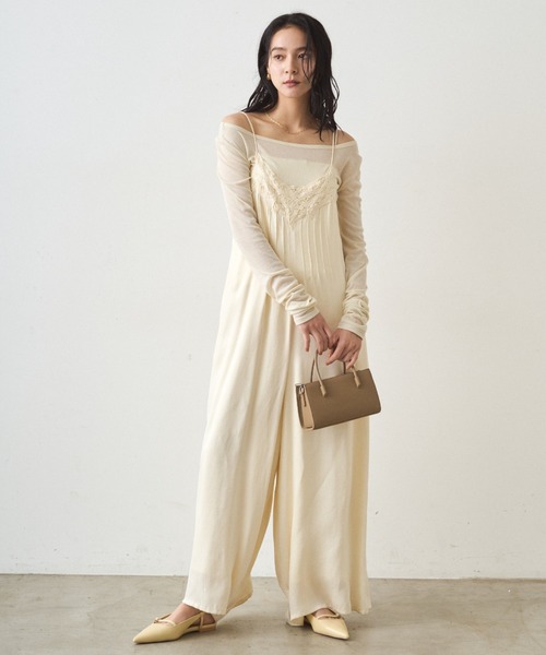 Loungedress（ラウンジドレス） オールインワン レースサテンキャミ