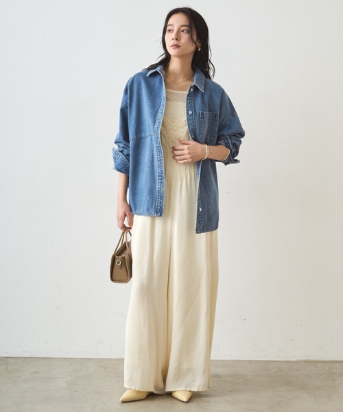 Loungedress（ラウンジドレス） オールインワン レースサテンキャミ