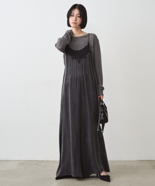 Loungedress（ラウンジドレス） オールインワン レースサテンキャミ