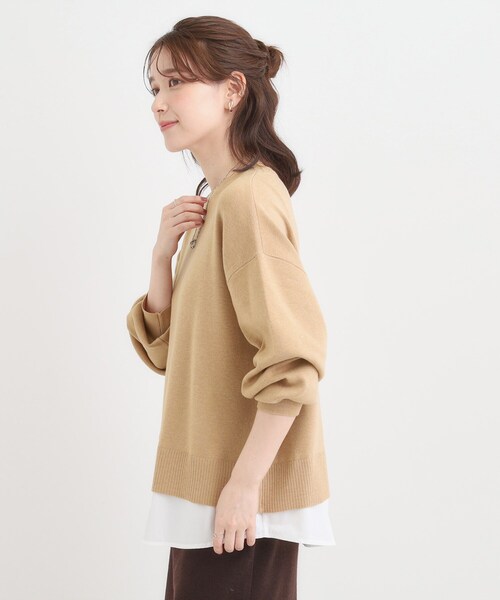 極美品⭐︎column ボリュームスリーブ ベージュニットセーター SHOO・LA・RUE（シューラルー） ニット セーター 「洗濯機可/毛玉に