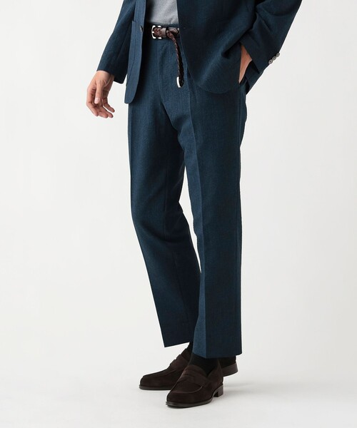 BEAMS HEART スーツ セットアップ 紺48 洗える　パンツストレッチ BEAMS HEART（ビームス ハート） スラックス デニムプリント シア