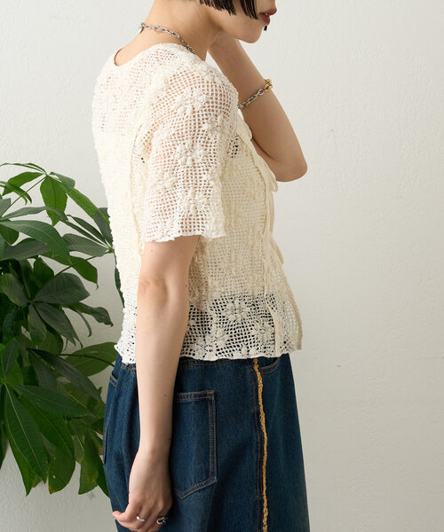 「w closet」 半袖ブラウス FREE レッド レディース_画像5