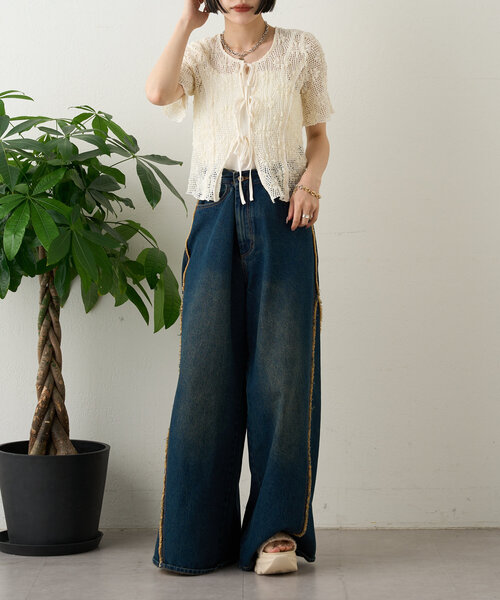 「w closet」 半袖ブラウス FREE レッド レディース_画像6
