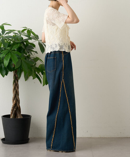 「w closet」 半袖ブラウス FREE レッド レディース_画像9
