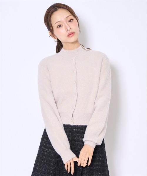 AND COUTURE（アンドクチュール） カーディガン ラメフェザーニット