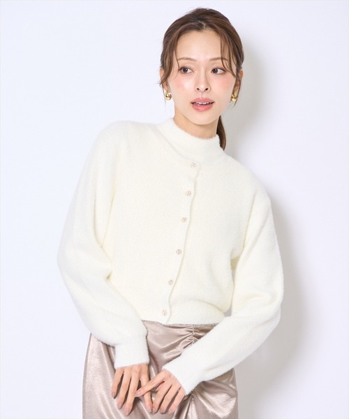 AND COUTURE（アンドクチュール） カーディガン ラメフェザーニット