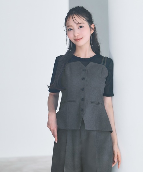 セットアップ デザインビスチェ＋ワイドパンツSET レディース_6