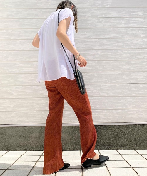 「Q」 半袖ブラウス MEDIUM ベージュ レディース_画像3